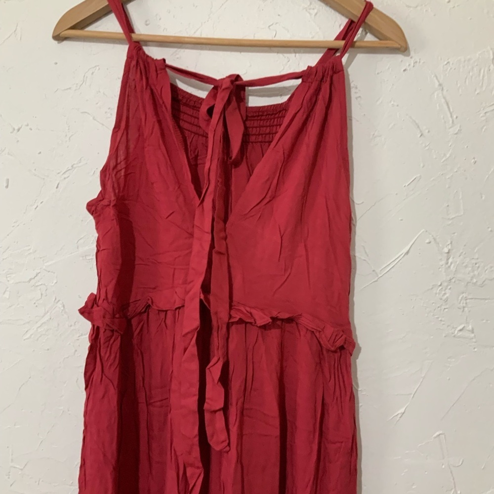 Burgundy Halter Tiered Maxi Dress Ruffle Boho Formal Wedding Guest Sz Small - Picture 7 of 8